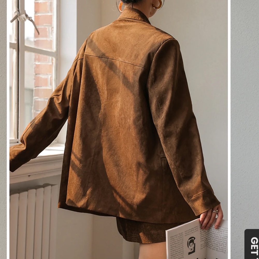 Brown Suede Blazer for Women - Picture 5 of 10